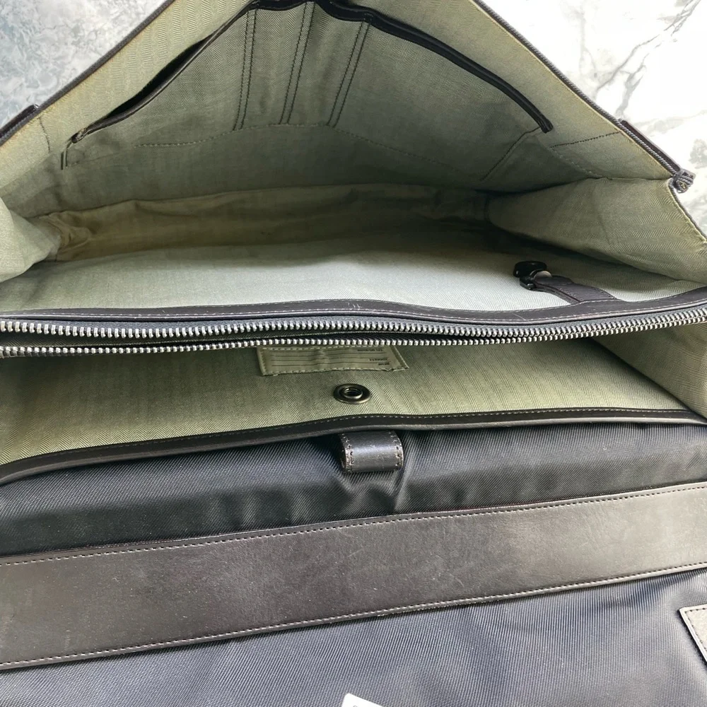 Jack Spade Black and Dark Brown Nylon Messenger Bag
